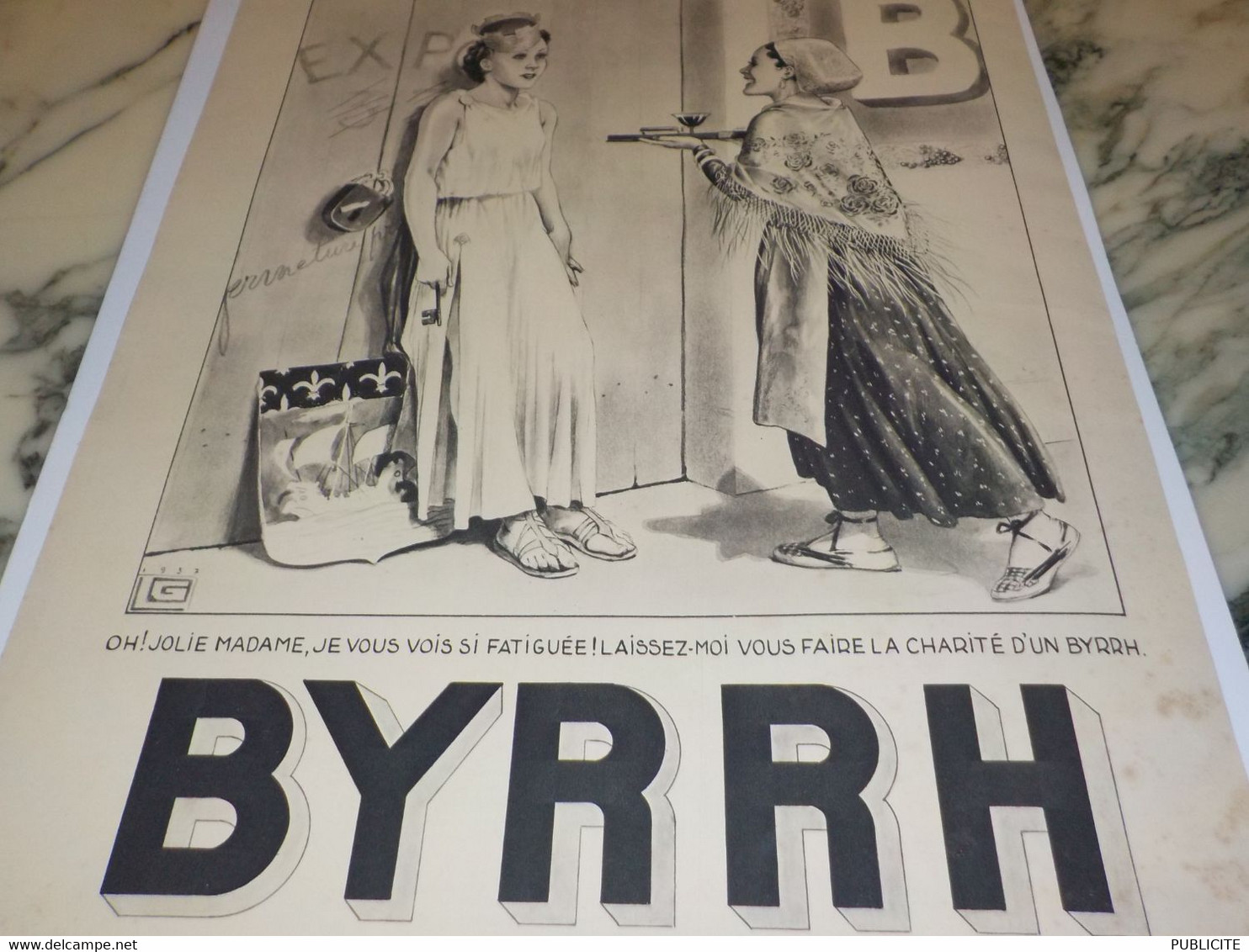 ANCIENNE PUBLICITE  CHARITE D UN   BYRRH   1937 - Alcools