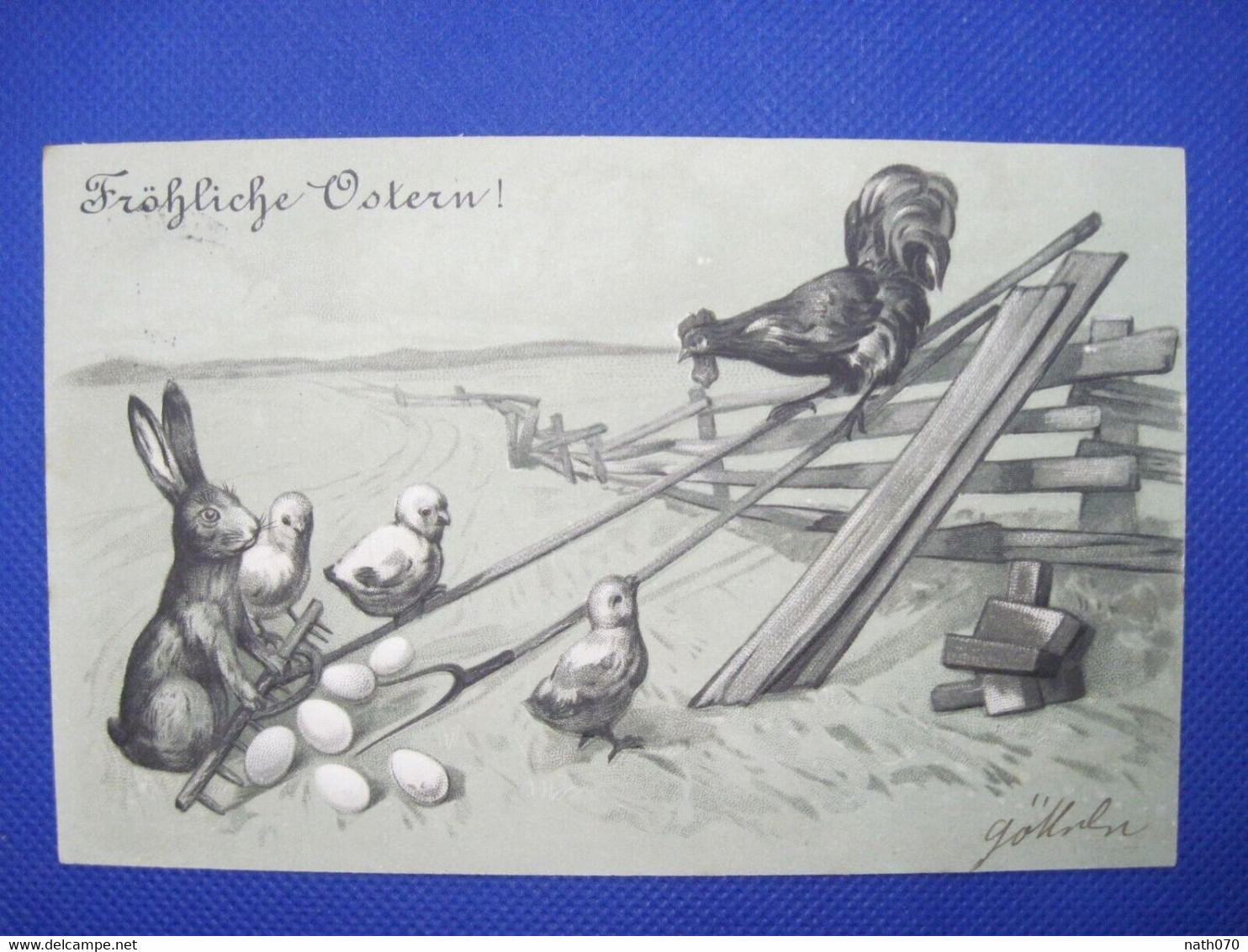 AK 1904 CPA Tiere Henne Küken Litho Heiligenstein BARR Fröhliche Ostern Cpa Gaufrée Joyeuses Pâques - Pâques