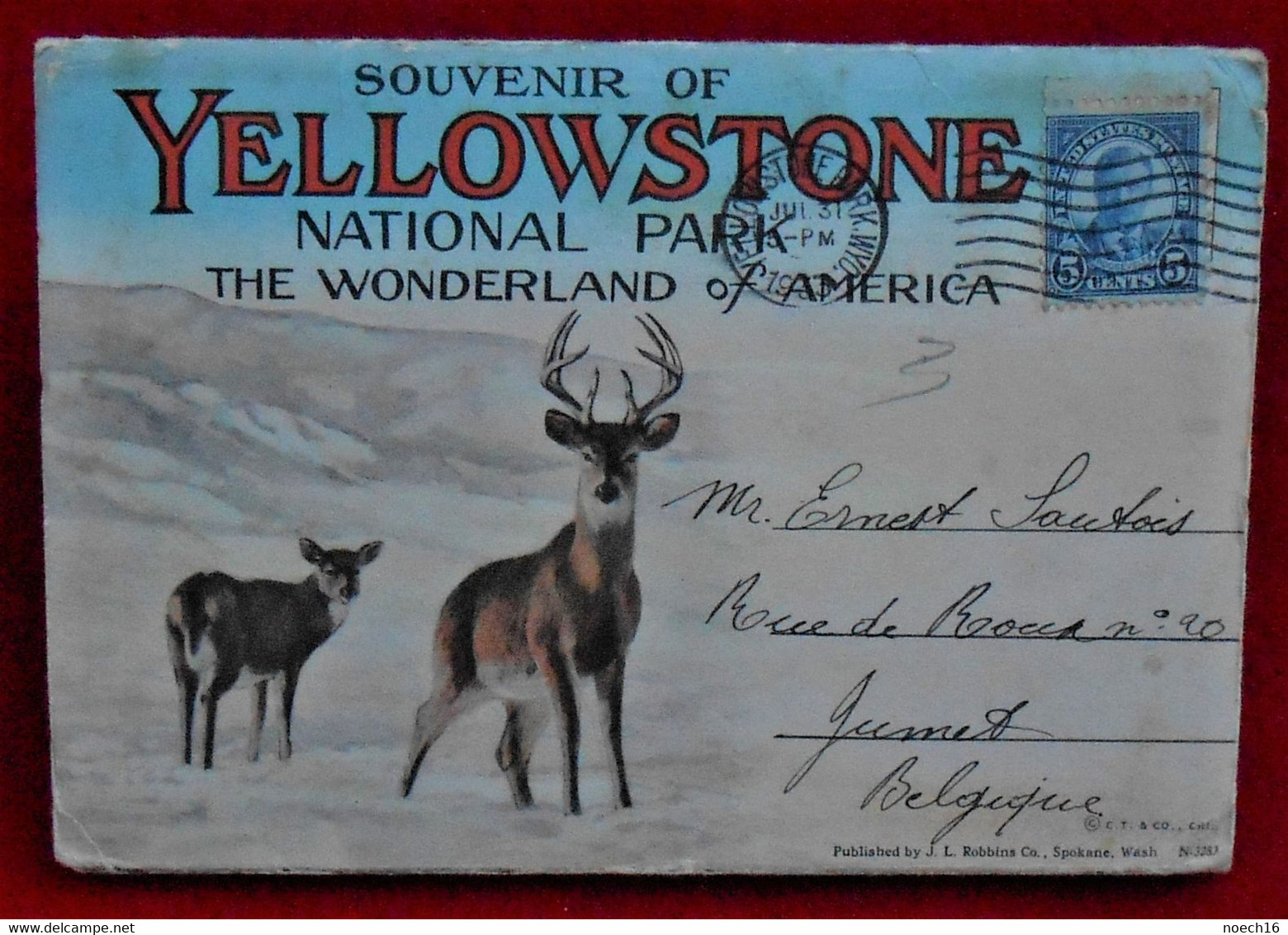 CPA 1933 Notebook 18 Views Souvenir Of Yellowstone /Travelled From Yellowstone To Jumet, Belgium - Yellowstone