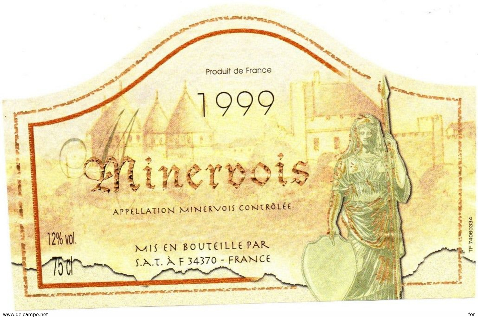 Etiquette : Vin - Languedoc-Rousillon : Minervois 1999 : Effigie De Minerve - Languedoc-Roussillon