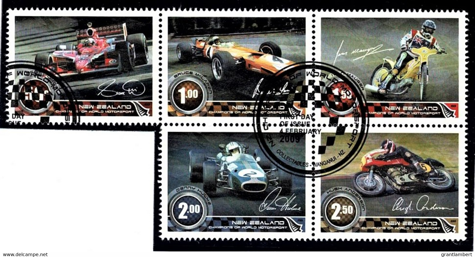 New Zealand 2009 World Motorsport Champions Set As Block Of 5 Used - Gebraucht