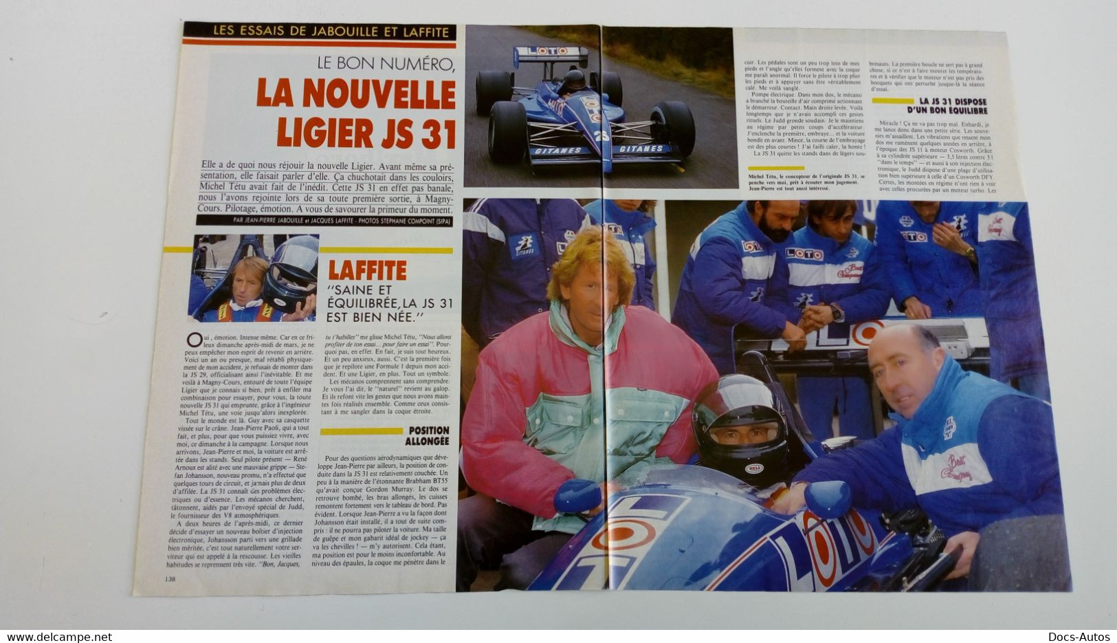 La Nouvelle Ligier JS 31 - Coupure De Presse De 1988 - Automobile - F1