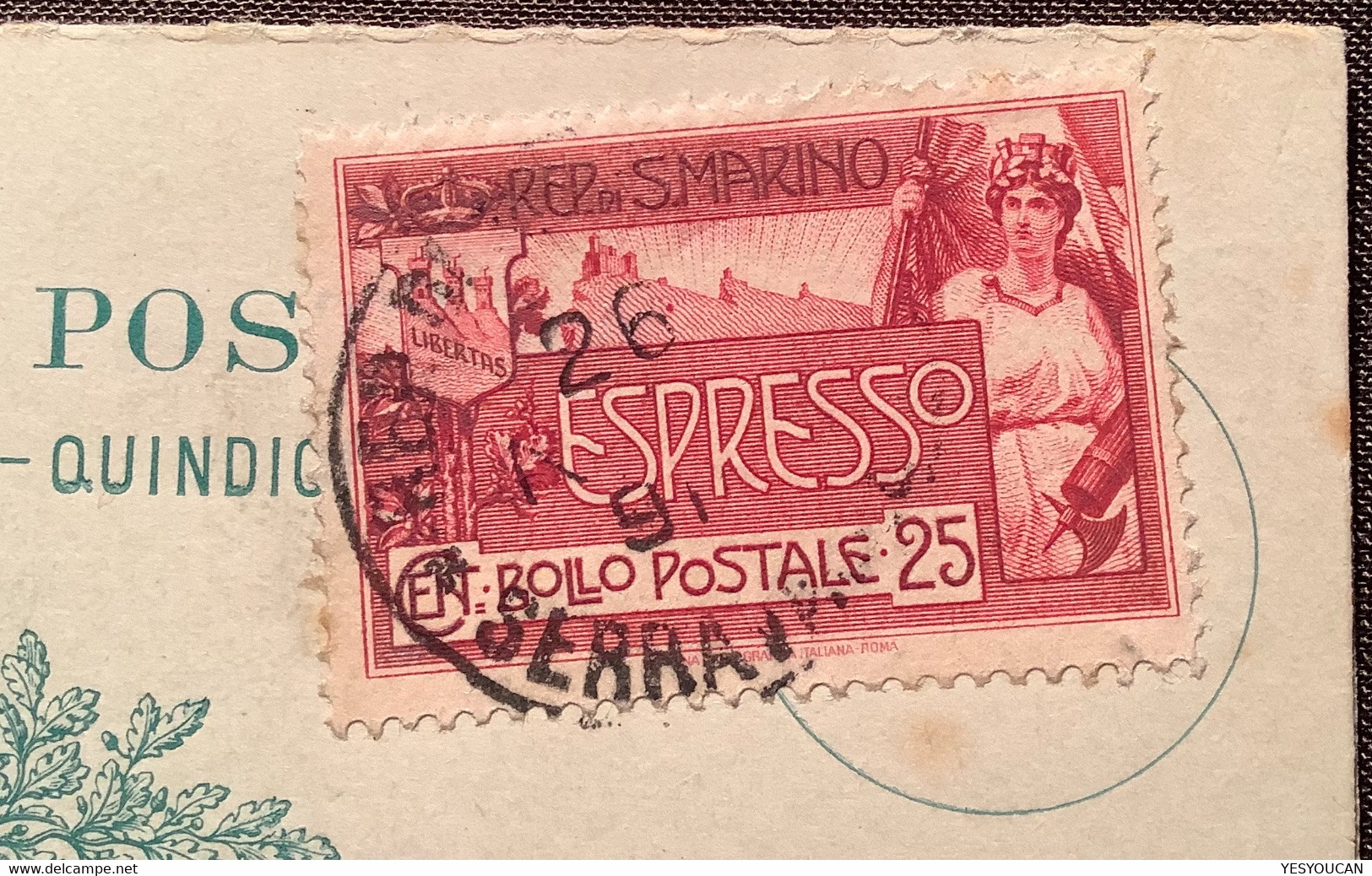 SAN MARINO SERRAVALLE 1911 RRR ! ESPRESSO Cartolina Postale>Rimini (postal Stationery Reply Card Express Italia  Cover - Covers & Documents