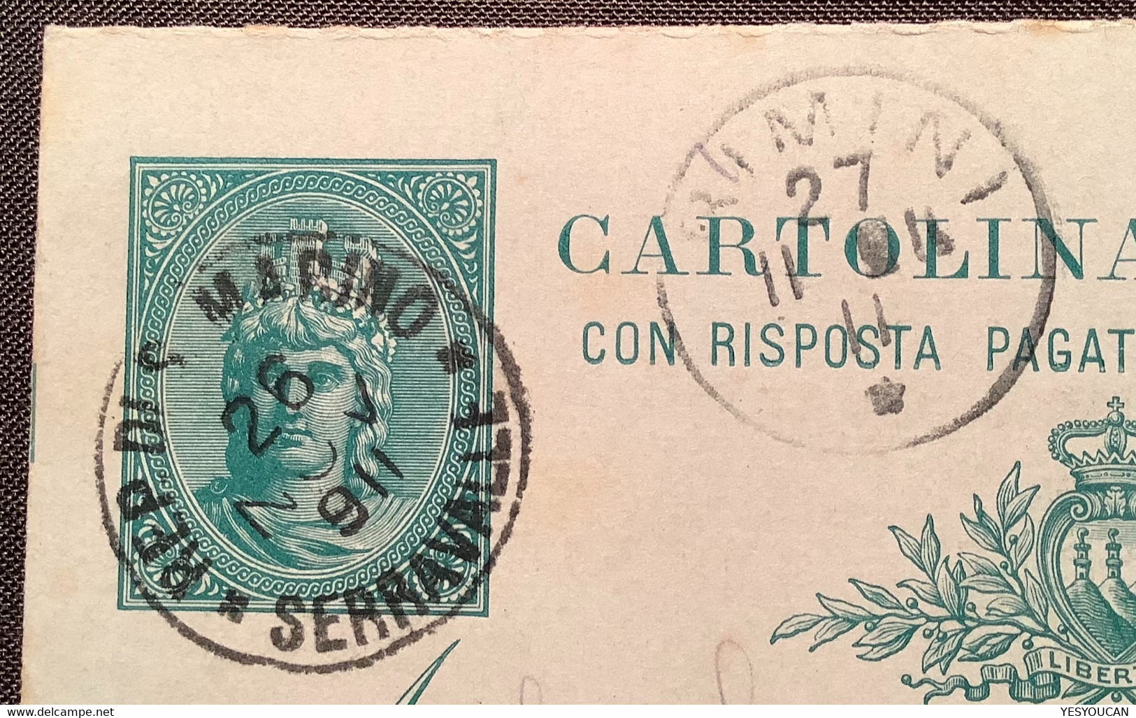 SAN MARINO SERRAVALLE 1911 RRR ! ESPRESSO Cartolina Postale>Rimini (postal Stationery Reply Card Express Italia  Cover - Briefe U. Dokumente