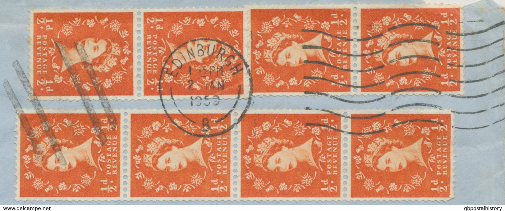 GB 2.1.1959, Queen Elizabeth II ½ D Orange (12 X = 6 D = Correct Foreign Postage Rate) Extremely Rare Multiple Postage - Covers & Documents