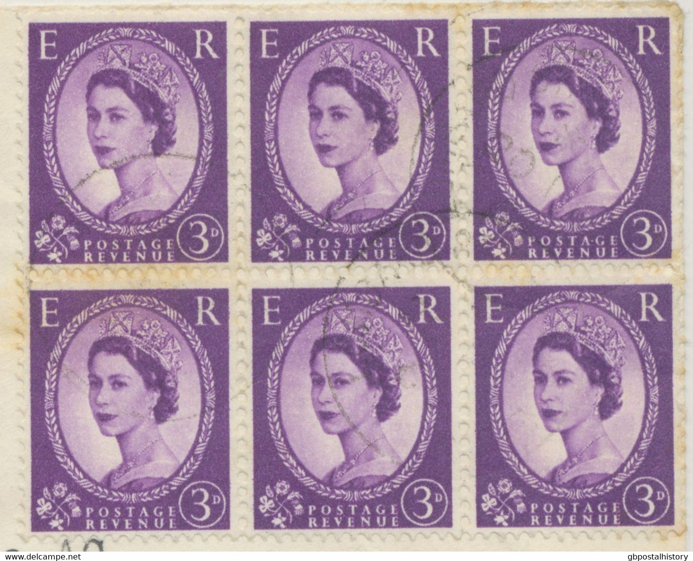 GB 1961 Queen Elizabeth II 3d Lilac (block Of Six =1sh  6d = Correct Foreign Express Postage Rate: Letter Rate 6d + - Briefe U. Dokumente