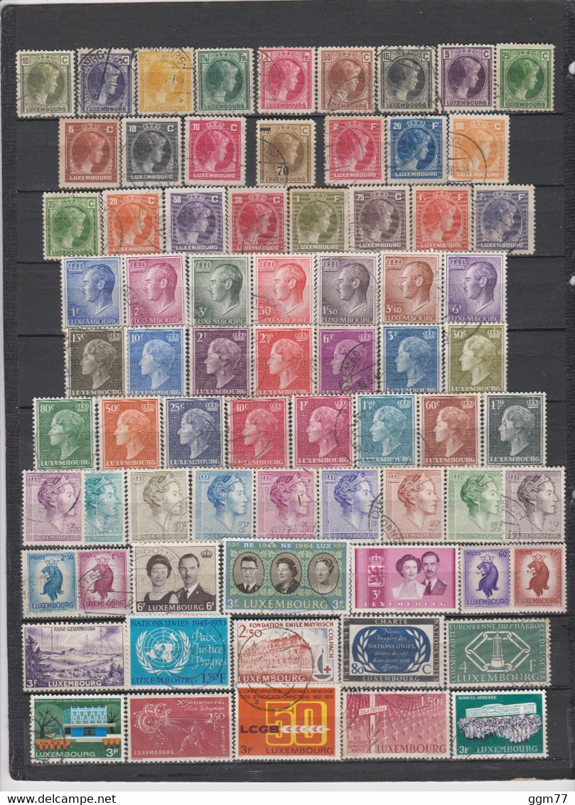 160 TIMBRES LUXEMBOURG OBLITERES & NEUFS**&* + SANS GOMME DE 1874 à 1971  Cote : 89,65 € - Usati