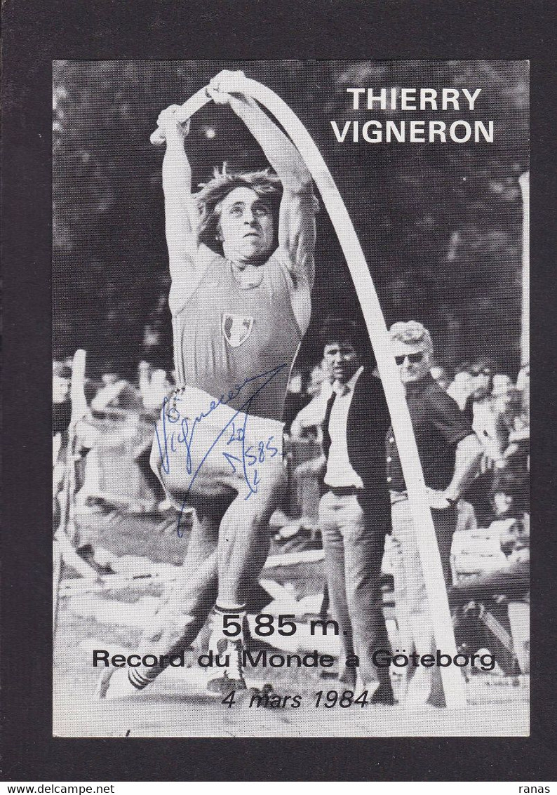 ATHLETISME Autographe Signature à L'encre De Thierry Vigneron Saut à La Perche Athlétisme Göteborg 1984 - Autres & Non Classés