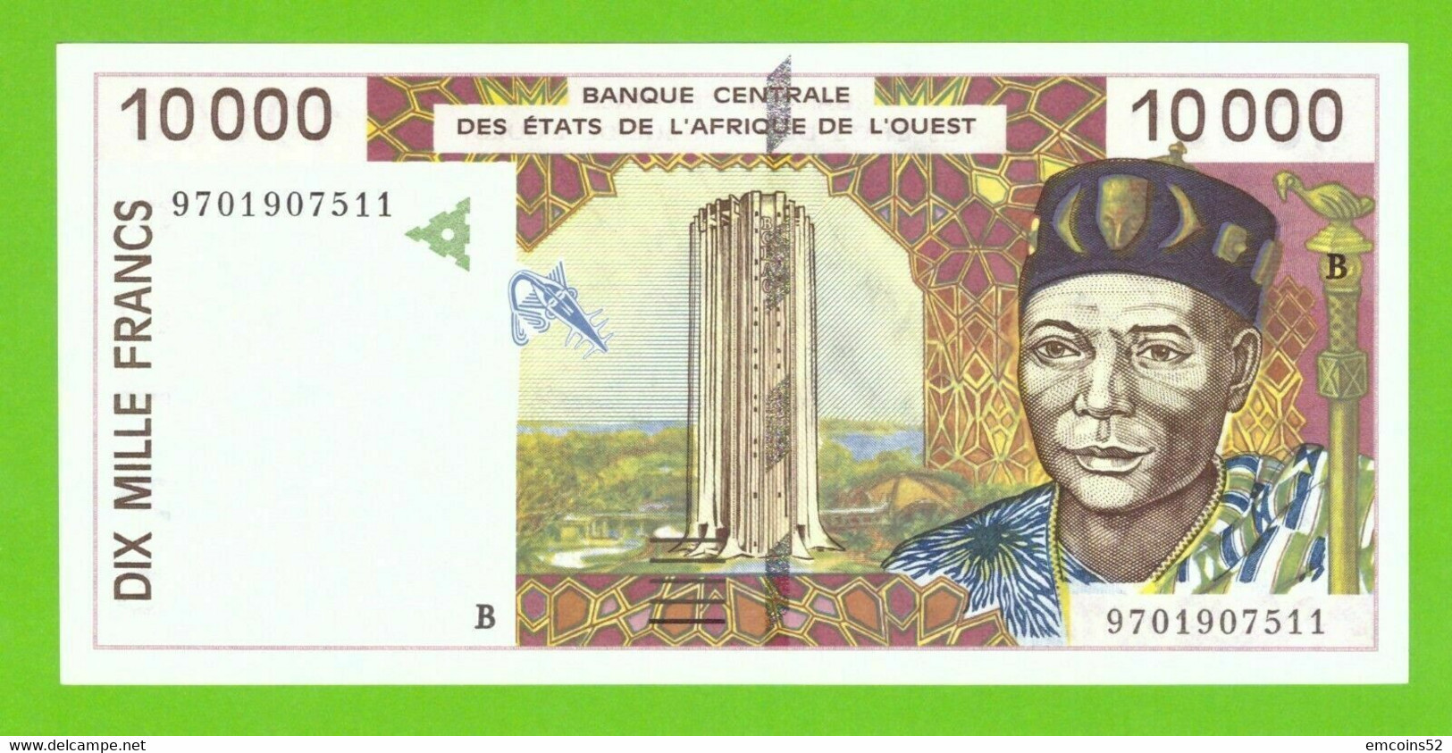 BENIN W.A.S. 10000 FRANCS 1997 P-214Be  UNC - Bénin