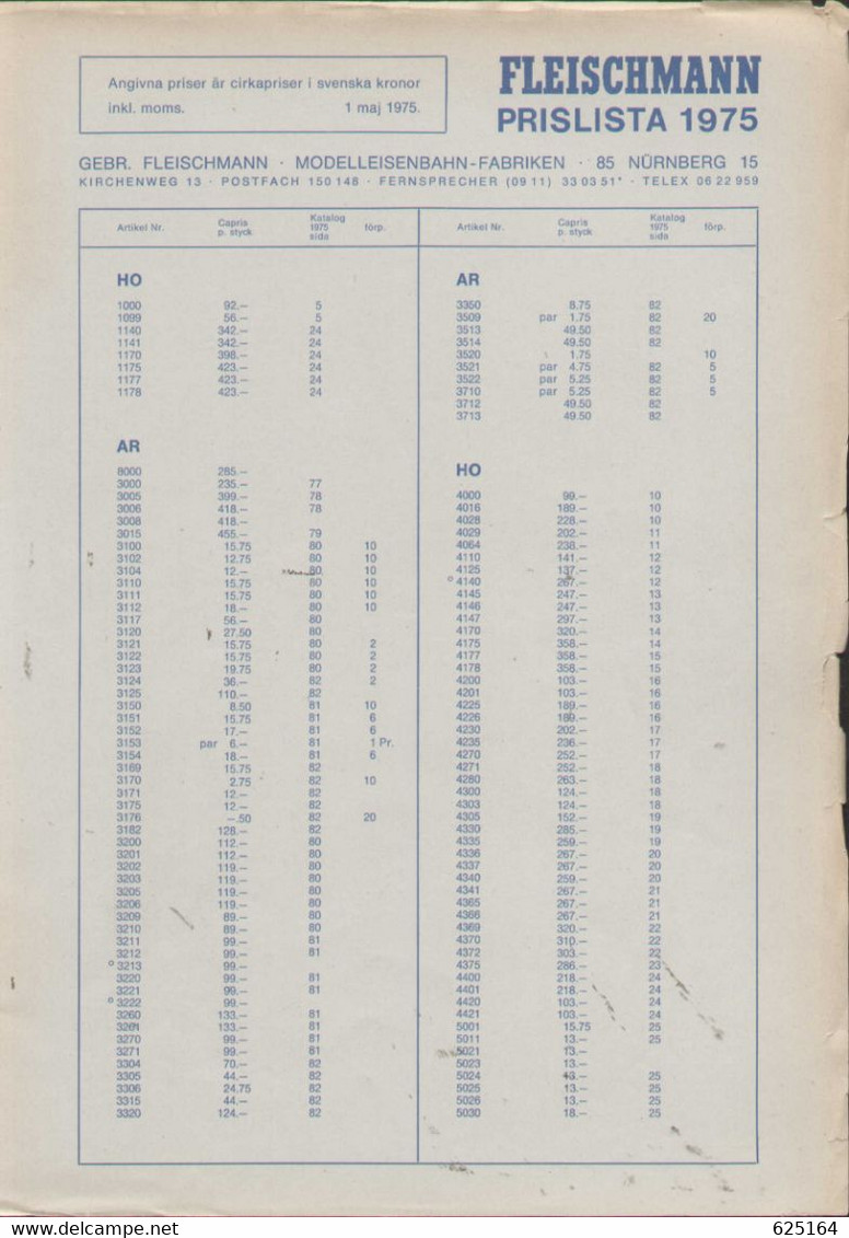 Catalogue FLEISCHMANN 1975 HO 1/87- N 1/160 - Auto Rallye + Prislista SEK  - En Suédois - Non Classés