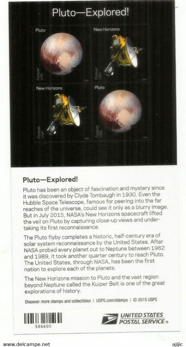 Pluto Explored ! Images De La Planète Pluto Par NASA Vaisseau Spatial "New-Horizon" Juillet 2015.Bloc-Feuillet Neuf ** - Etats-Unis