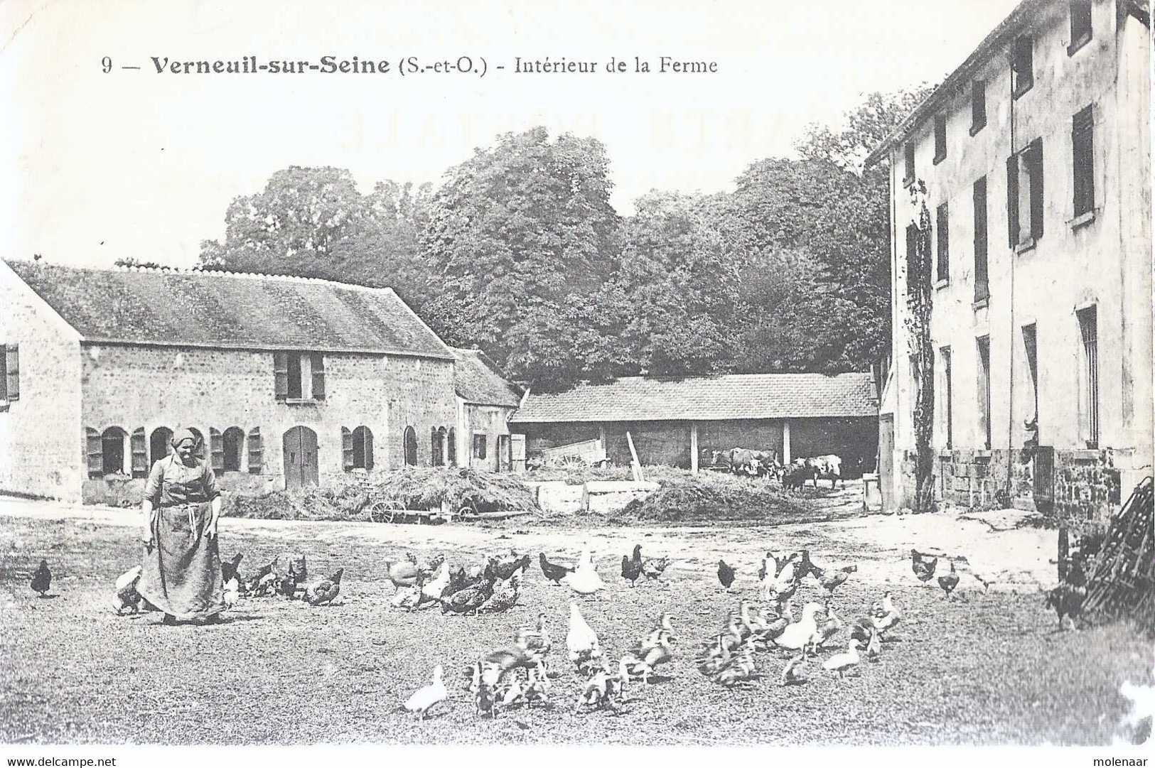 Frankrijk Postkaart  Verneuil Sur Seine "Interieur De La Ferme" Gebruikt 1919 (9051a) - Verneuil Sur Seine