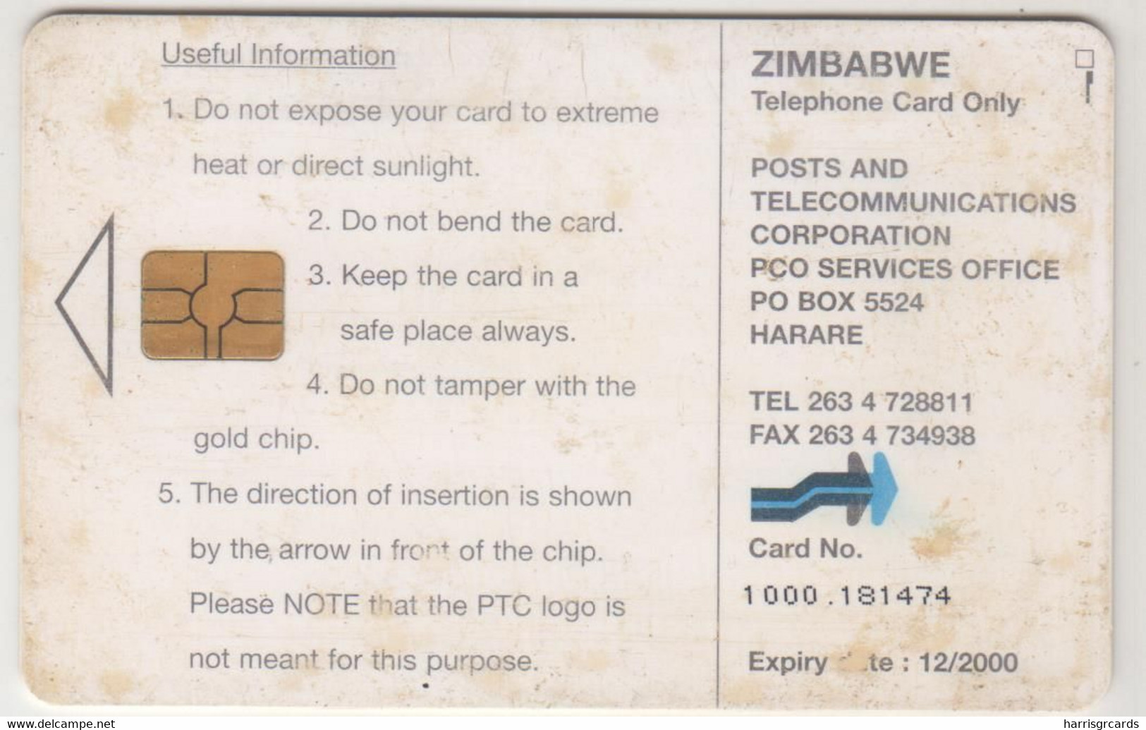 ZIMBABWE - Jolly Elephant, Chip:GEM5 (Black), 30 Z$,Tirage 100,000, Used Medium Condition - Zimbabwe