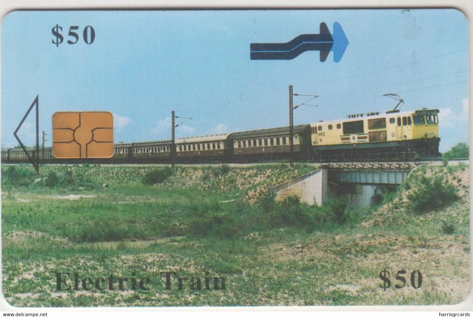 ZIMBABWE - Electric Train, Chip:GEM5 (Black), 50 Z$,Tirage 80,000, Used - Simbabwe