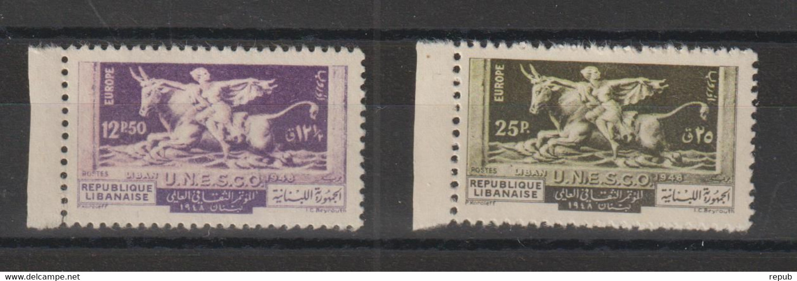 Liban 1948 Unesco Europe 41 Et 42, 2 Val ** MNH - Lebanon