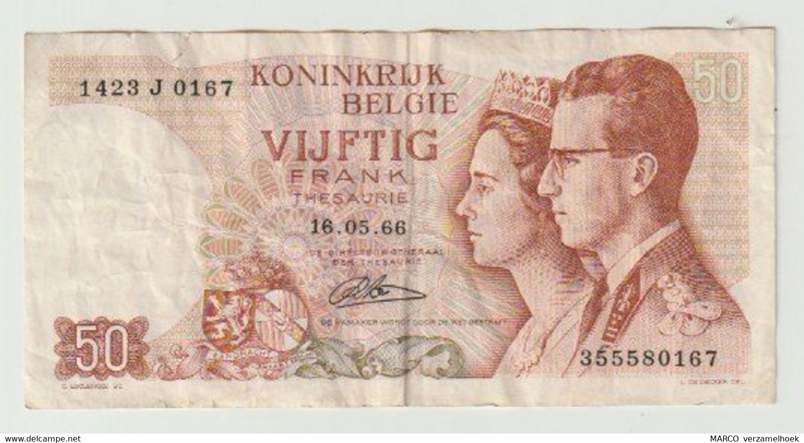 Used Banknote Belgie-belgique 50 Frank 1966 Andere Handtekening - Autres & Non Classés