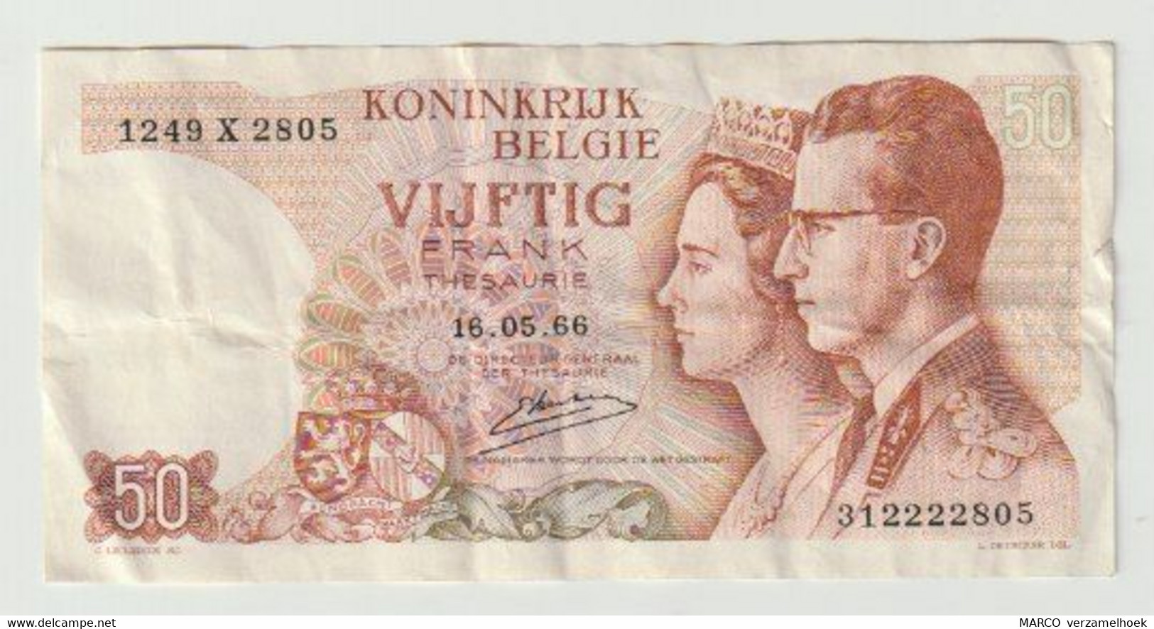 Used Banknote Belgie-belgique 50 Frank 1966 - Andere & Zonder Classificatie
