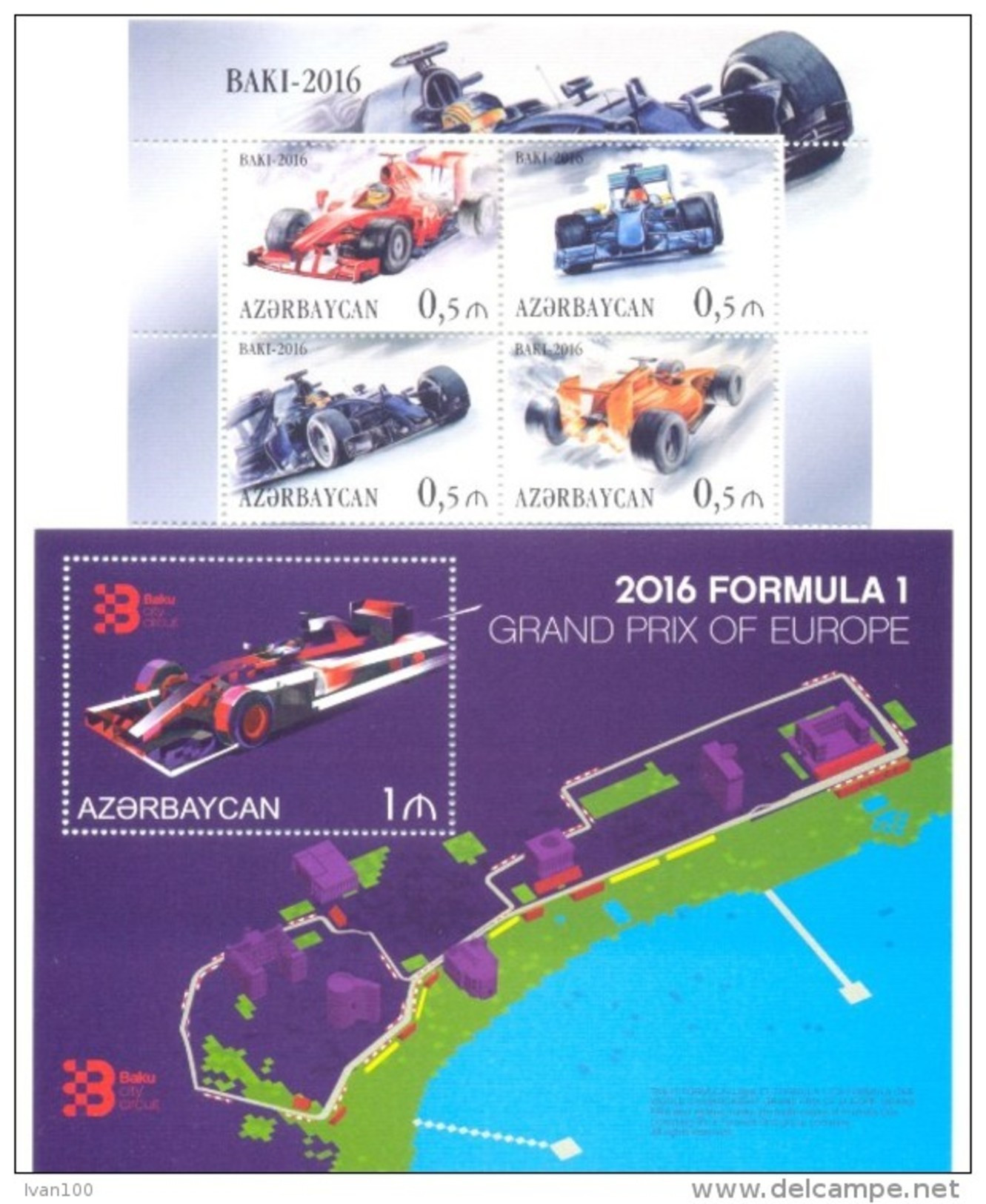 2016. Azerbaijan, Formula-!, Grand Prix In Europe, 4v + S/s, Mint/** - Azerbaïjan