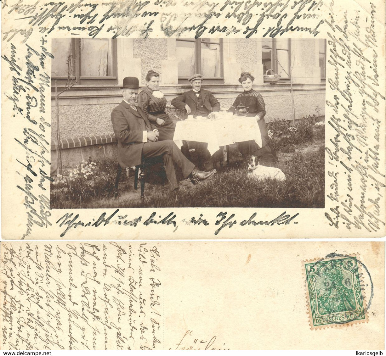 Burkartshain Wurzen 1911 Privatkarte " Familie Mit Hund Am Kaffeetisch " Germania-Bedarf O Burkartshain > Freiberg - Wurzen