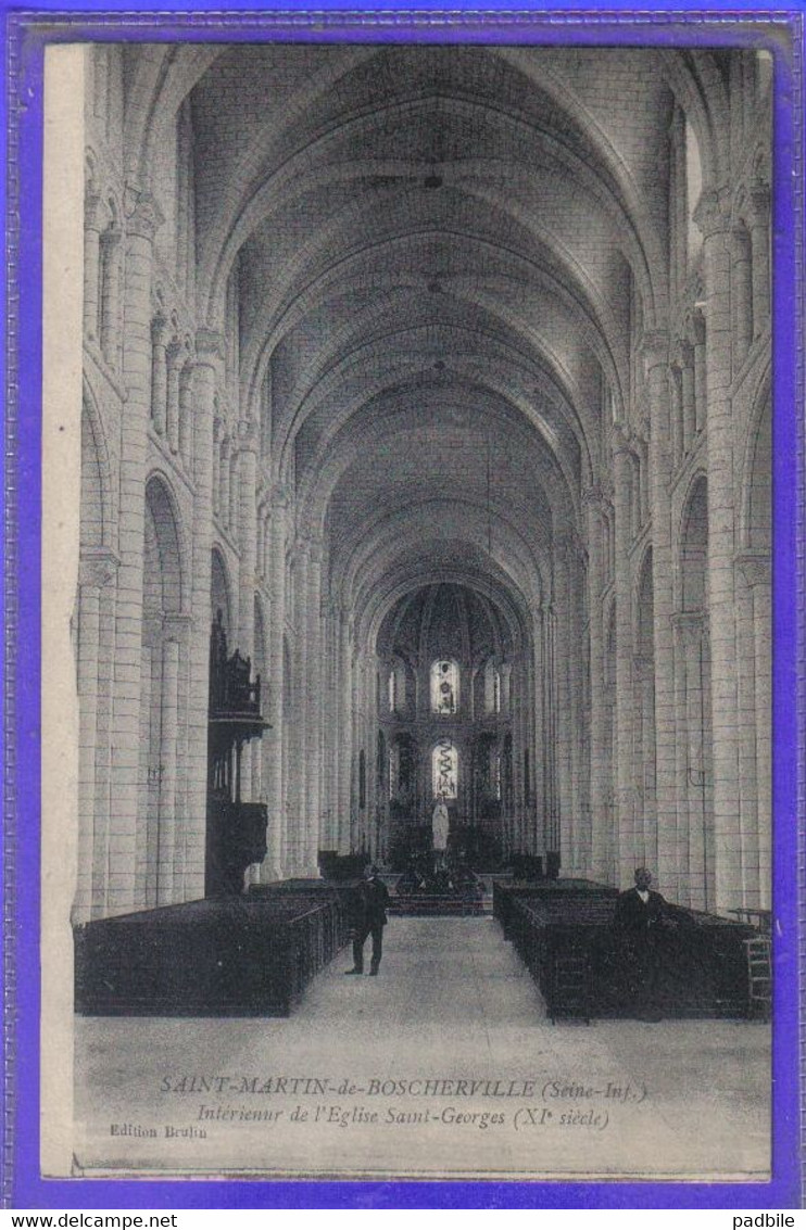 Carte Postale 76. Saint-Martin-de-Boscherville  Intérieur De L'église St-Georges Très Beau Plan - Saint-Martin-de-Boscherville