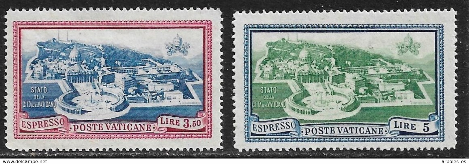 CIUDAD VATICANO - VISTA AERA VATICANO - AÑO 1945 - Nº CATALOGO YVERT 5-6 - NUEVOS - Priority Mail