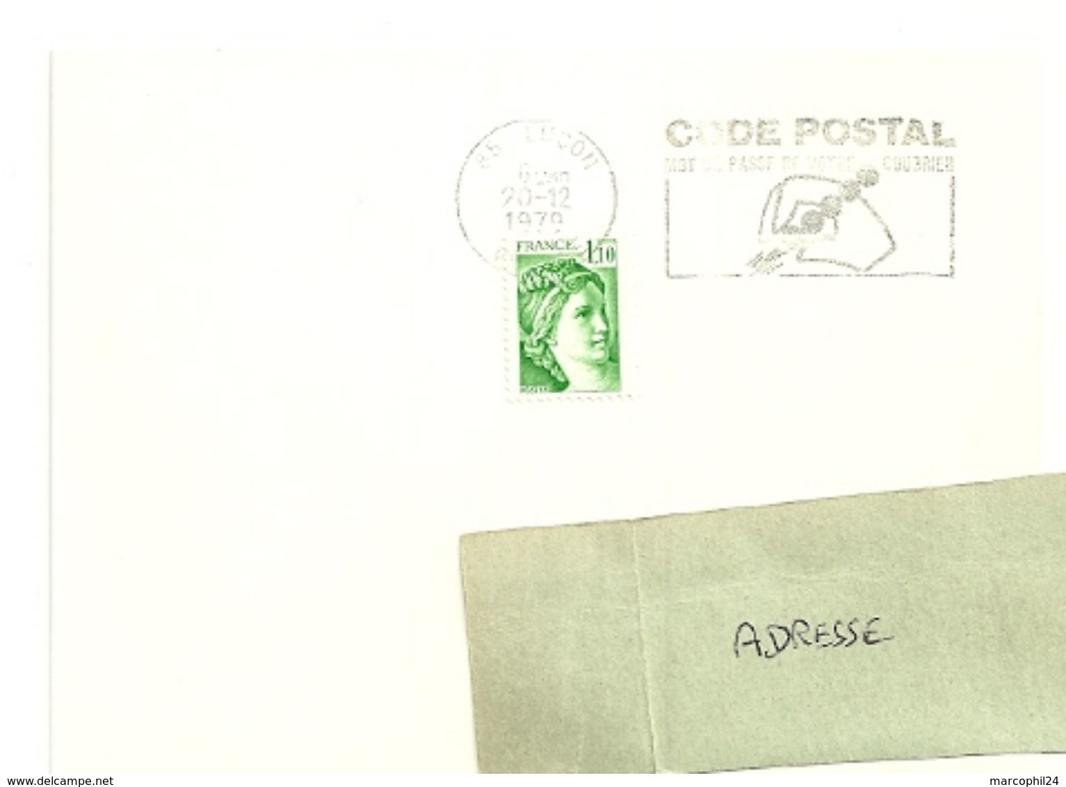 VENDÉE - Dépt N° 85 = LUCON 1979 =  FLAMME à DROITE = SECAP Illustrée ' CODE POSTAL / Mot Passe' - Codice Postale