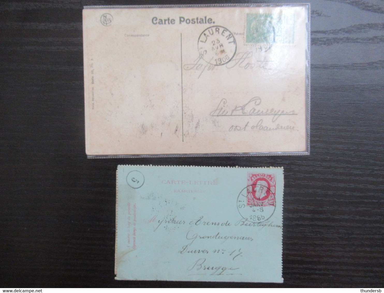 2 Stukken Met Zeldzame Afstempeling St-Laurent (Sint-Laureins, Oost-Vlaanderen) - Cartes Postales 1871-1909