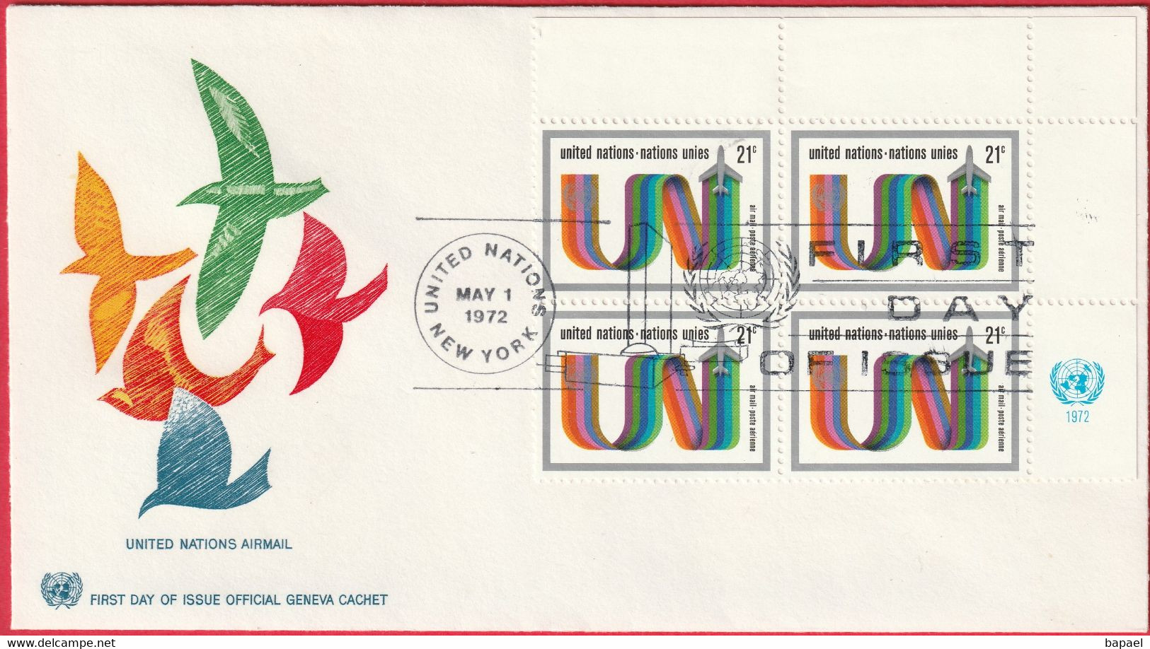 FDC - Enveloppe - Nations Unies - (New-York) (1-5-72) - United Nations Airmail (3) (Recto-Verso) - Lettres & Documents