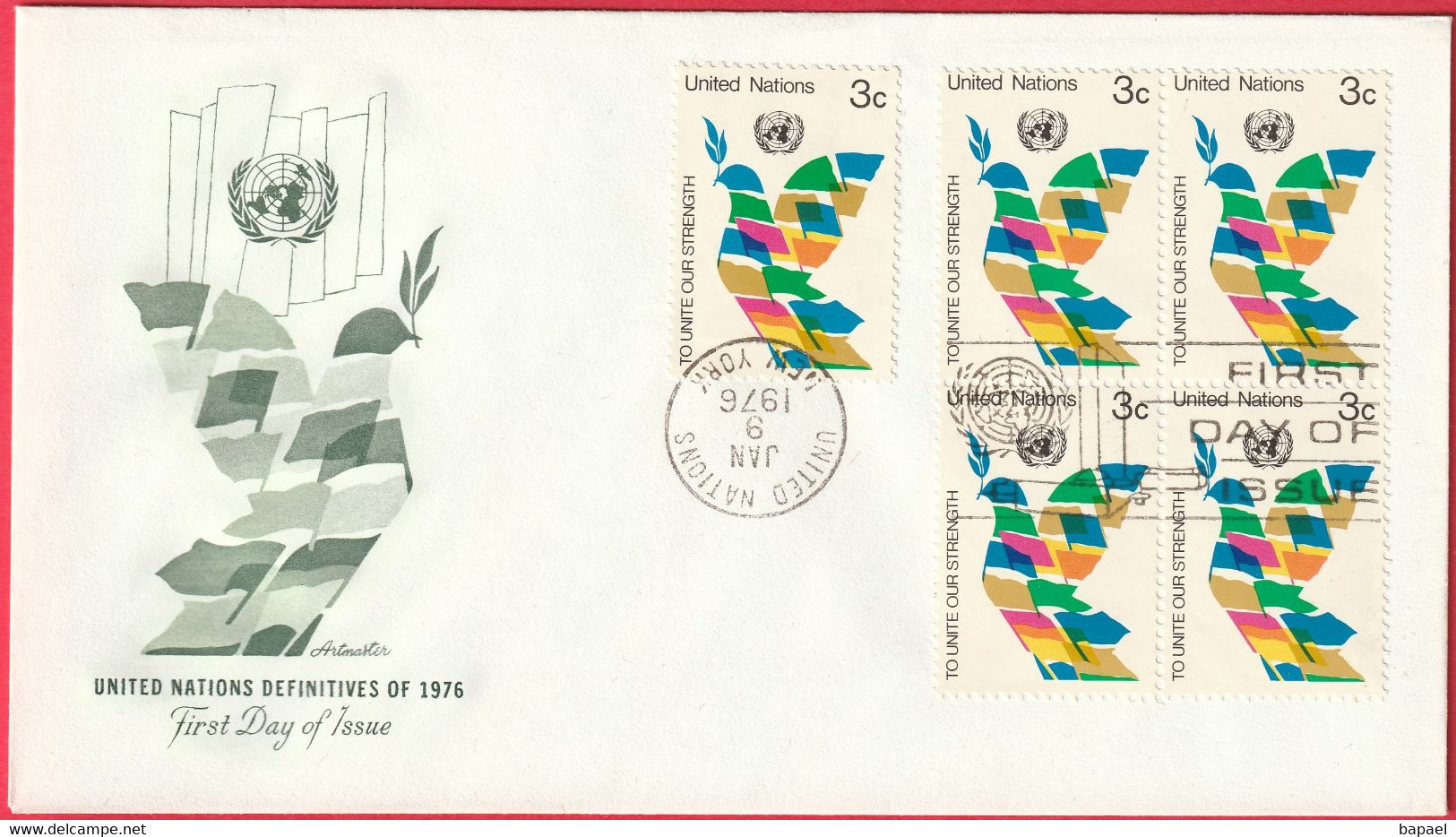 FDC - Enveloppe - Nations Unies - (New-York) (9-1-76) - To Unite Our Strength (2) - Brieven En Documenten
