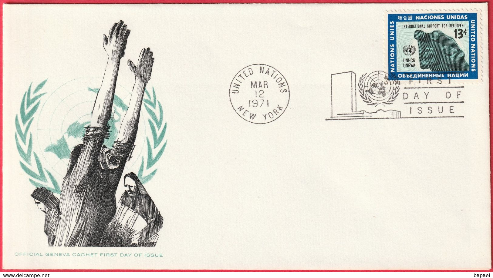 FDC - Enveloppe - Nations Unies - (New-York) (12-3-71) - International Support For Refugees (3) (Recto-Verso) - Briefe U. Dokumente