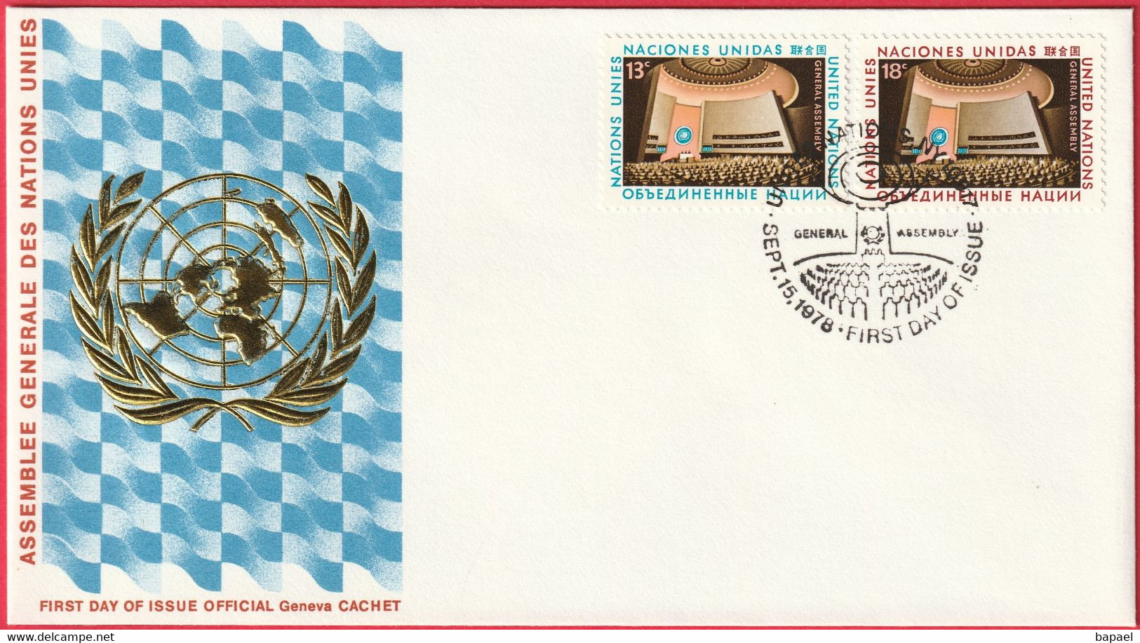 FDC - Enveloppe - Nations Unies - (New-York) (15-9-78) - Assemblée Générale Des Nations Unies (Recto-Verso) - Cartas & Documentos