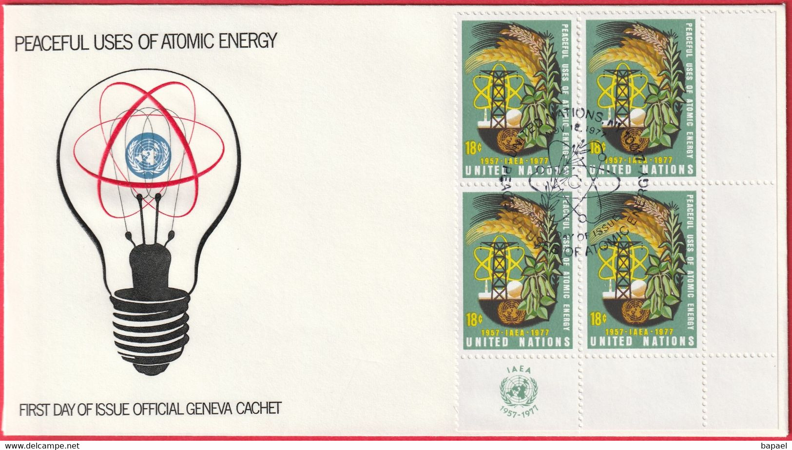 FDC - Enveloppe - Nations Unies - (New-York) (18-11-77) - Peaceful Uses Of Atomic Energy (2) (Recto-Verso) - Lettres & Documents