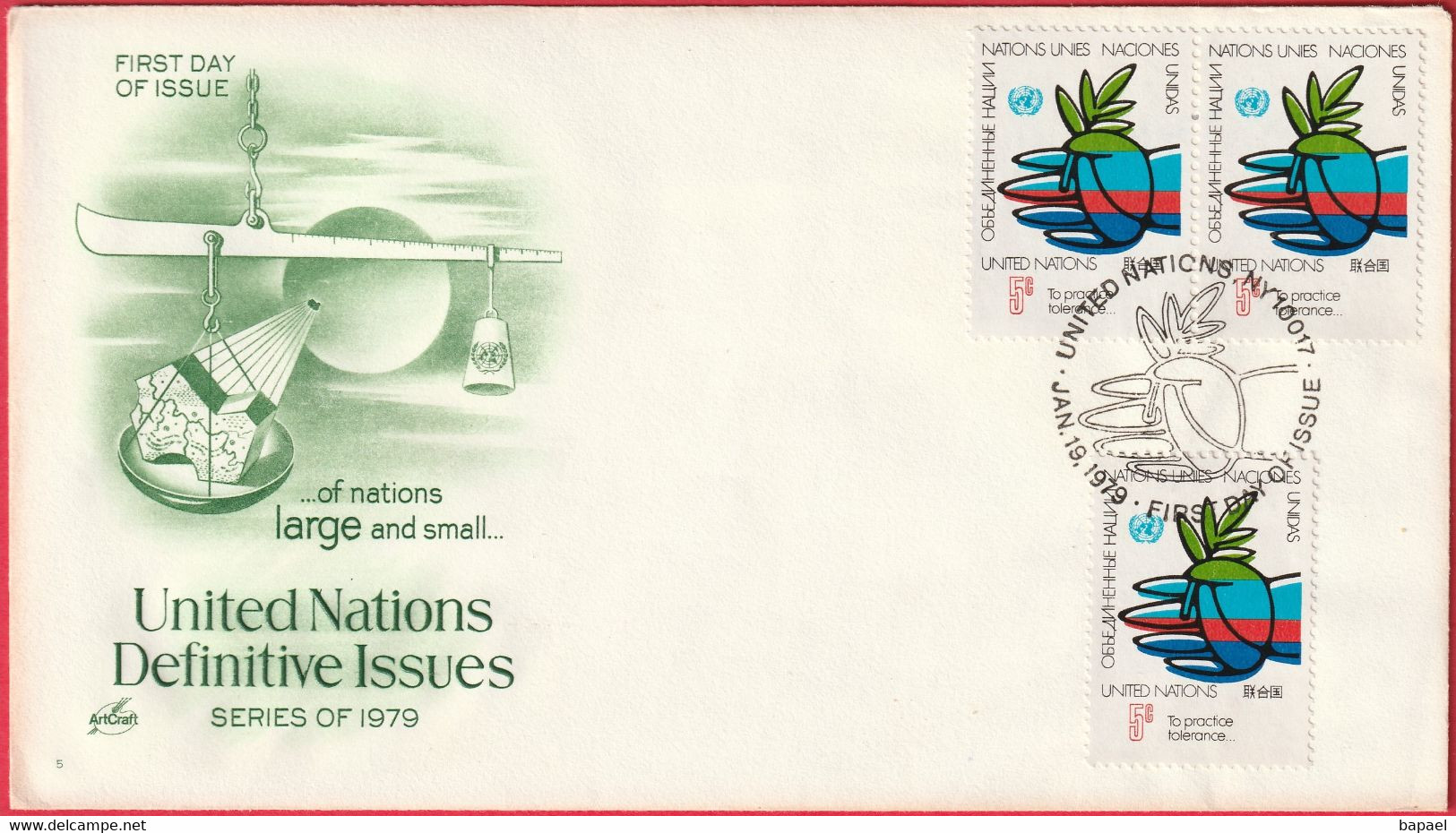FDC - Enveloppe - Nations Unies - (New-York) (19-1-79) - United Nations Definitive Issues - Brieven En Documenten