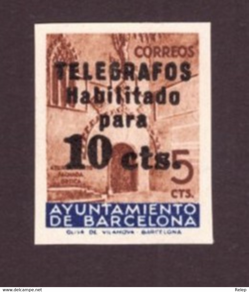Barcelona 1936  -Telegrafos Tipo "HABILITADO" -MNH- Côte €140.00 Cat.Edifil 9s - Barcelona