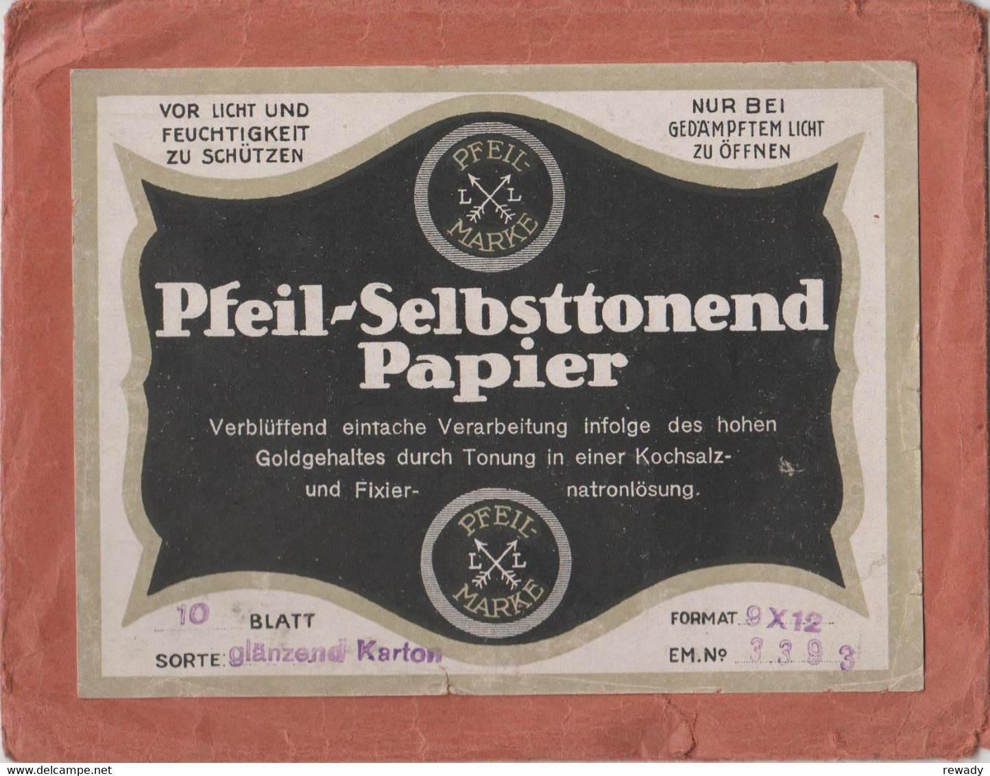 Pfeil - Selbsttonend Papier - Photo Paper Envelope / Umschlag Aus Fotopapier / Advertising Publicité - Matériel & Accessoires