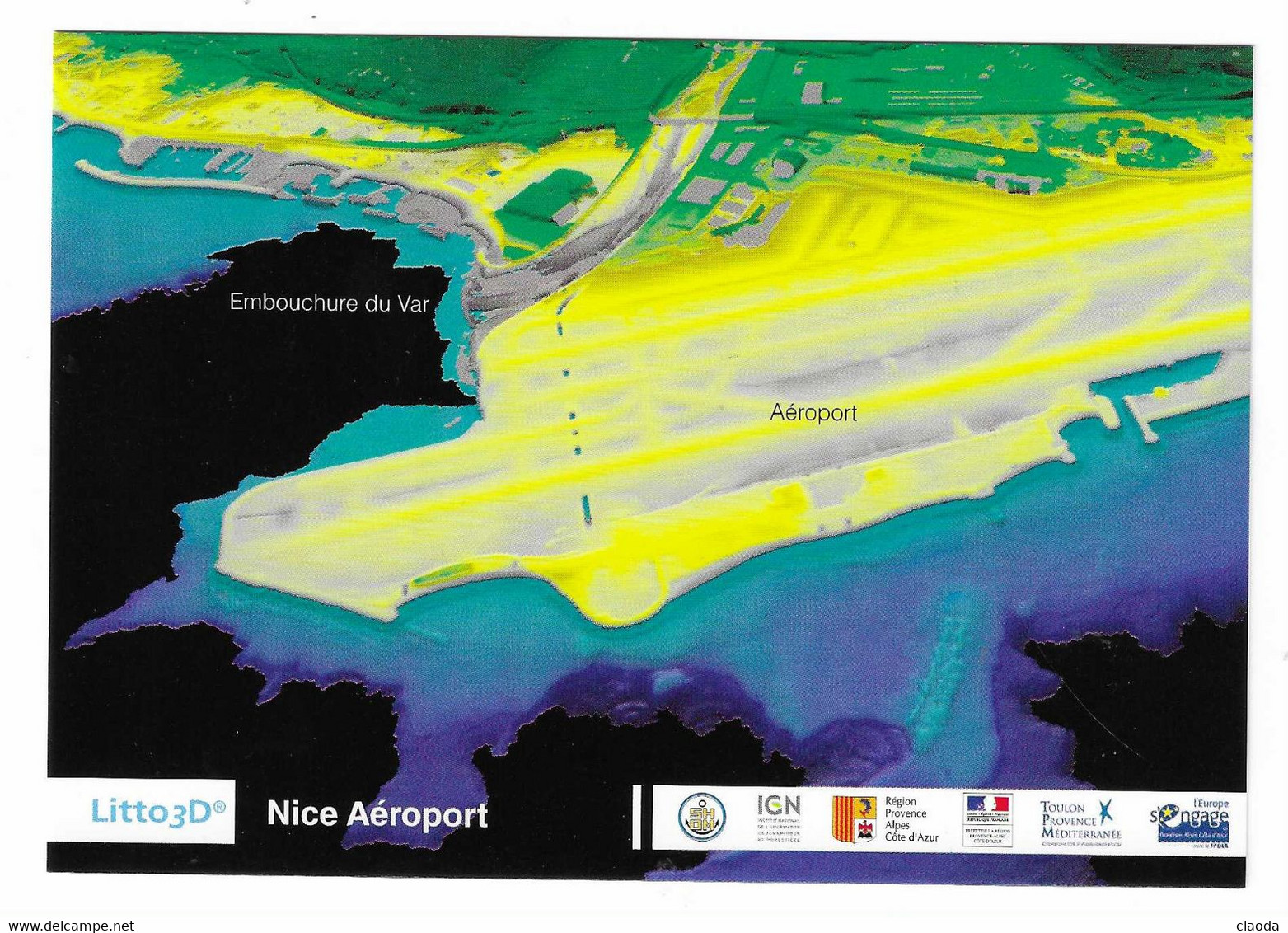 11 SHOM - Carte 3D - NICE AEROPORT  -(Provence) Carte SHOM - Verso Nu - Transport (air) - Airport