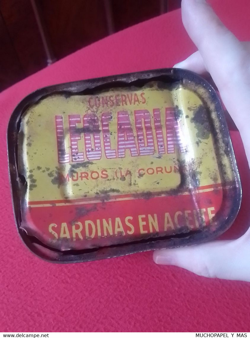 SPAIN ANTIGUA LATA DE SARDINAS EN ACEITE CONSERVAS LEOCADIA MUROS LA CORUÑA DANIEL RODRÍGUEZ SARDINES PILCHARDS OLD TIN. - Dosen