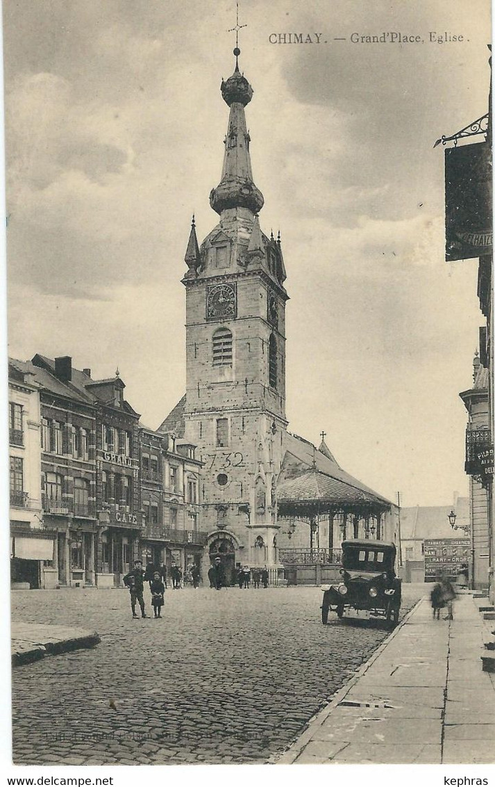 CHIMAY : , Grand'Place, Eglise - TRES RARE VARIANTE SANS EDITEUR- Courrier De 1922 - Chimay