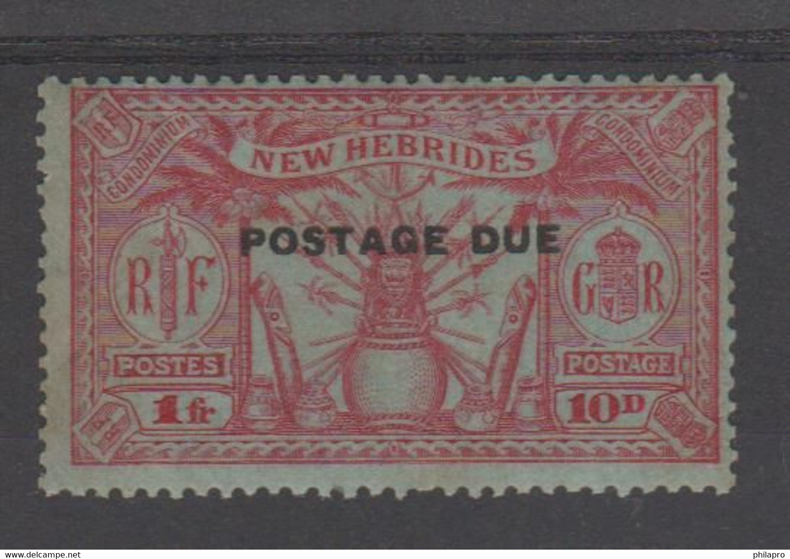 NEW HEBRIDES 1925  TAXE N°10 Carmin S.azuré +100€  Réf  R191 - Ungebraucht