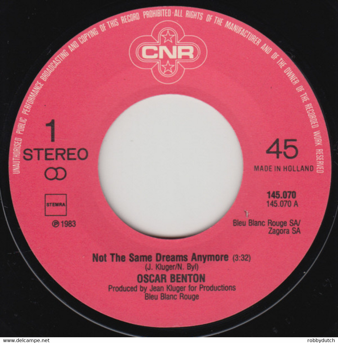 * 7" *  OSCAR BENTON - NOT THE SAME DREAMS ANYMORE (Holland 1983 EX) - Blues