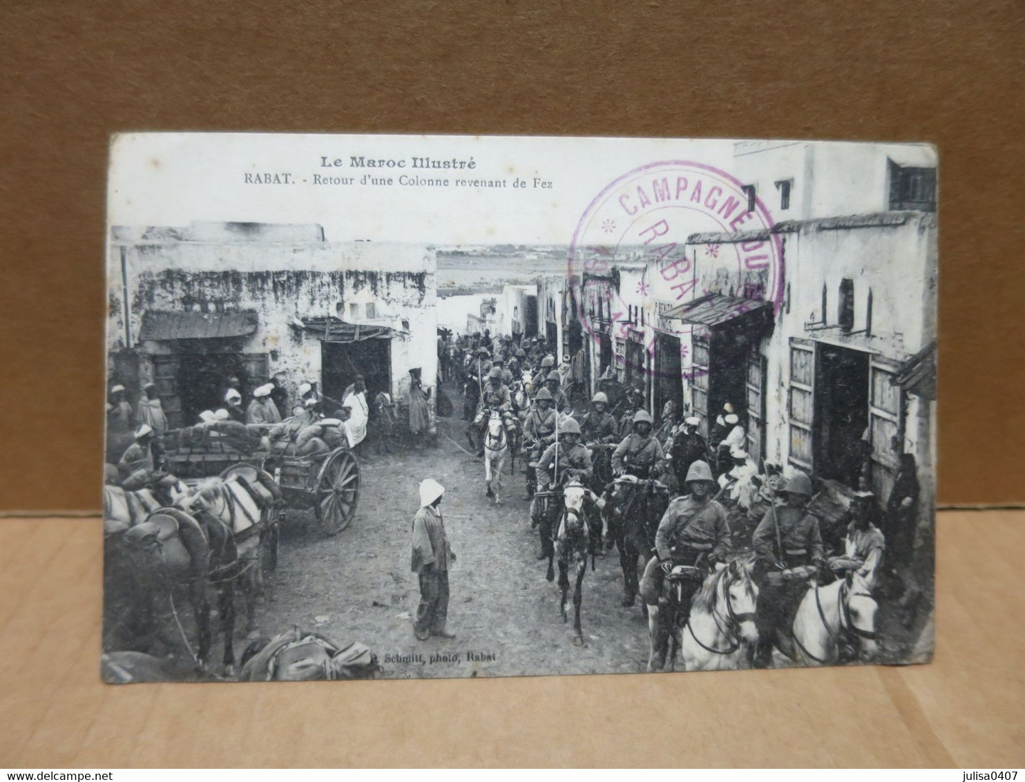 RABAT (Maroc) Militaria Retour D'une Colonne Revenant De FEZ Cachet Militaire - Rabat