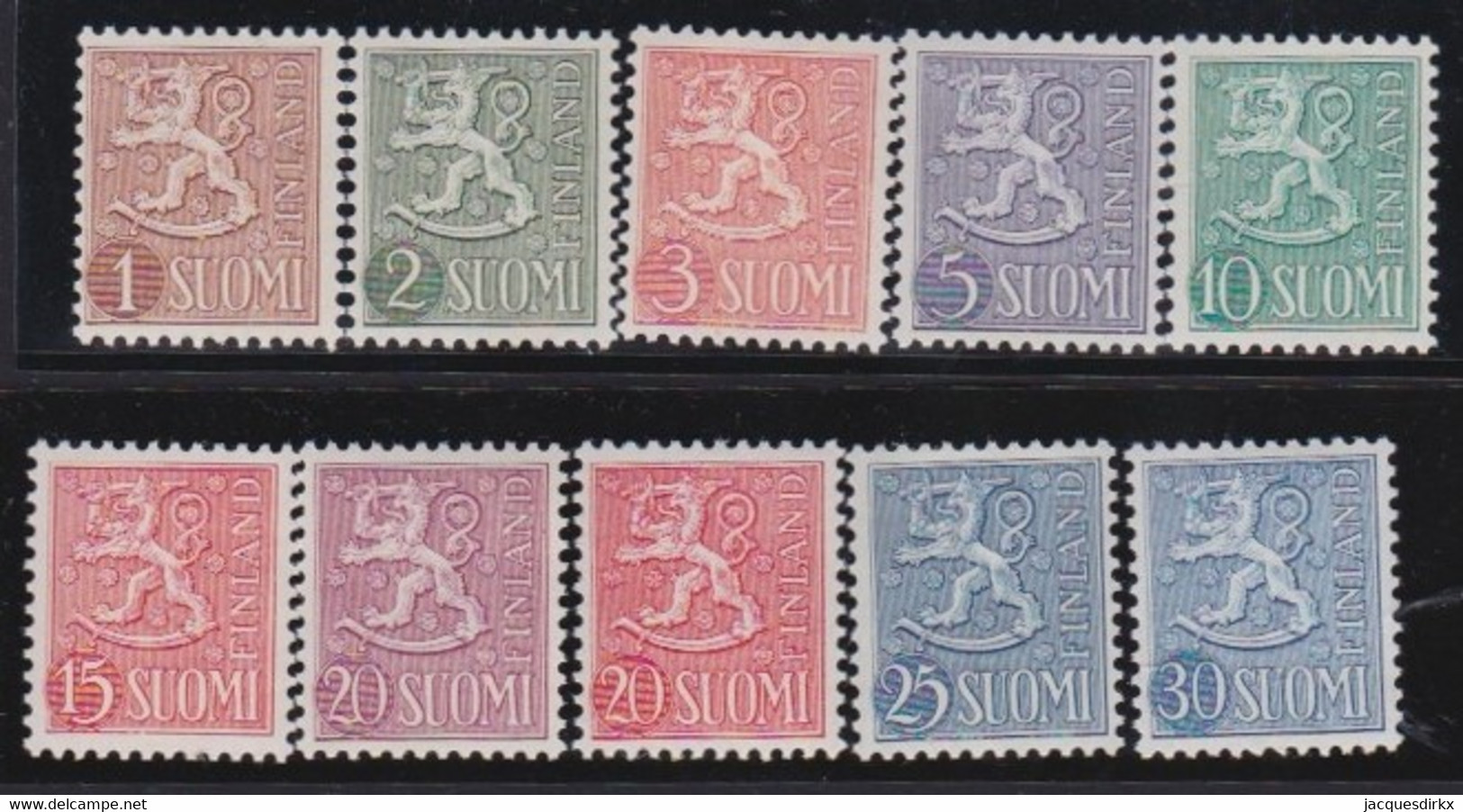 Finland   .   Y&T  .   10 Stamps      .     *   .     Mint-hinged    .   /   .  Ungebraucht Mit Gummi - Neufs