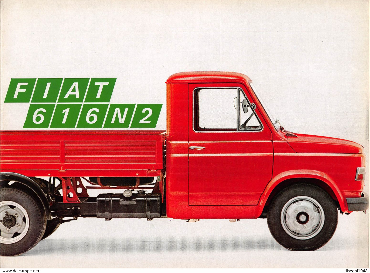 011761 "FIAT 616 N2 - AUTOCARRO LEGGERO CASSONATO" VOLANTINO PUBBL. ILLUSTR. ORIG. - Trucks