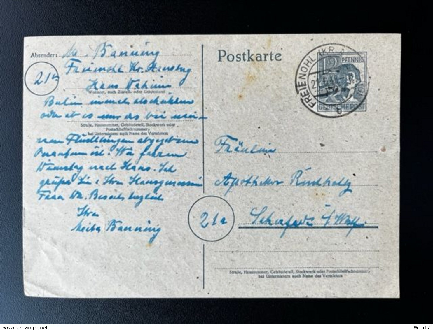 GERMANY 1948 POSTCARD FREIENOHL 21-06-1948 DUITSLAND DEUTSCHLAND - Postkarten - Gebraucht