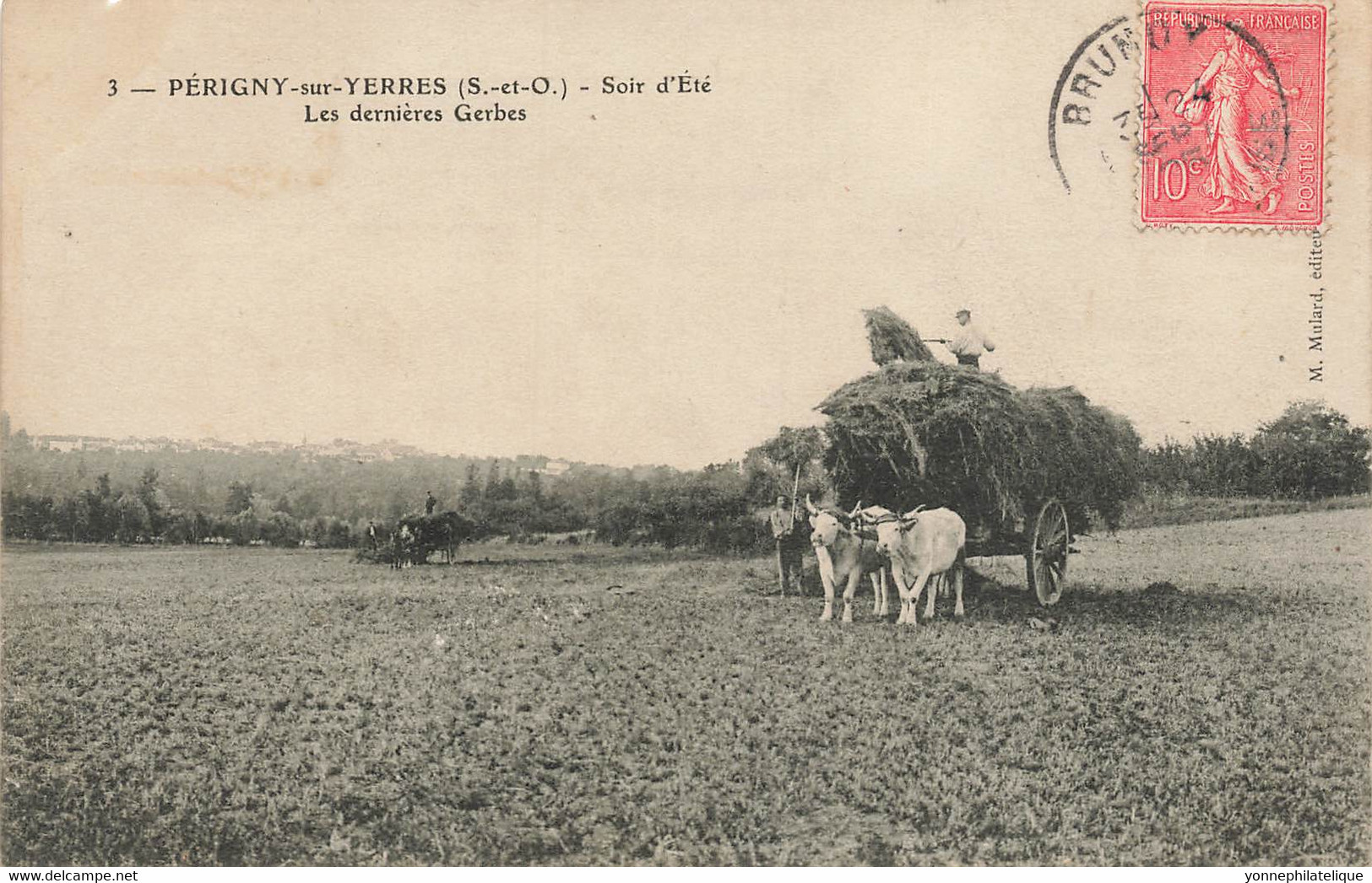 94 - VAL DE MARNE - PERRIGNY-SUR-YERRES - Soir D'été, Dernières Gerbes - Attelage De Bœufs - 10554 - Perigny