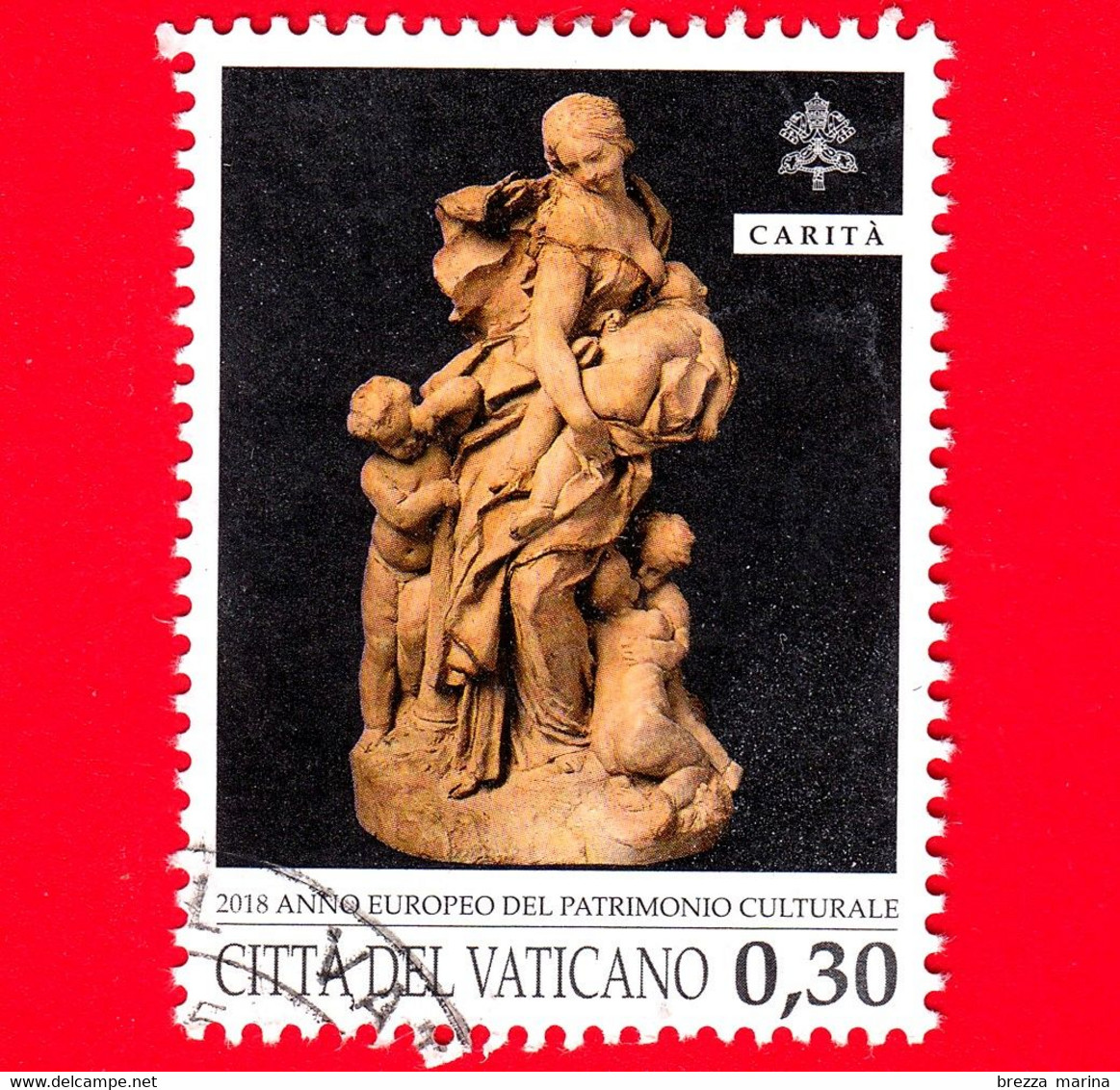 VATICANO - Usato - 2018 - Anno Europeo Del Patrimonio Culturale - La Carità, Opera Del Bernini - 0.30 - Oblitérés