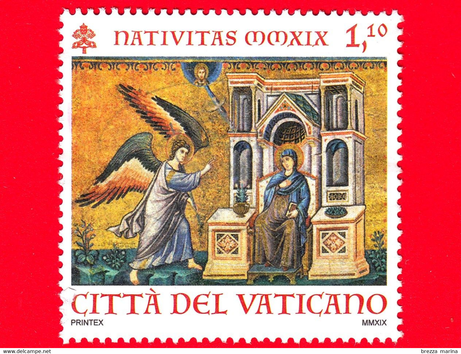 VATICANO - Usato - 2019 - Natale - Mosaico Della Basilica Di Santa Maria In Trastevere, A Roma - 1.10 - Used Stamps