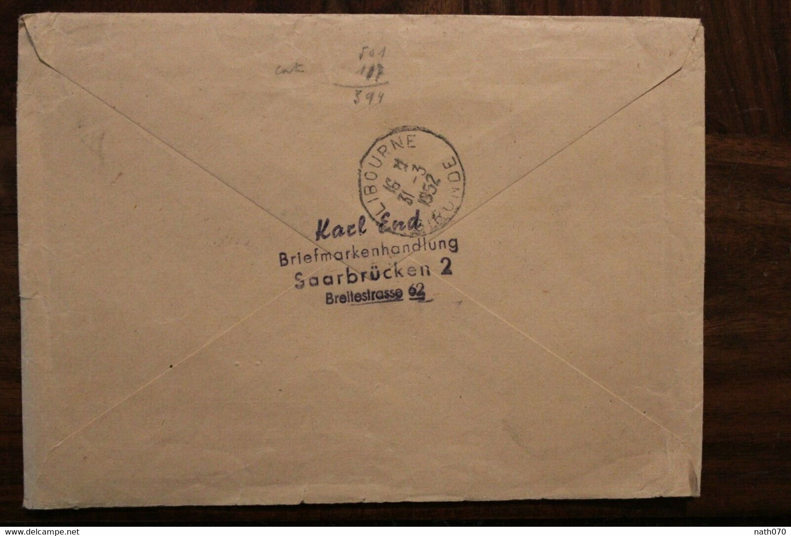 1952 IMOSA Saar Region Letter Saarbrücken Cover Saar France Registered Letter Libourne - Cartas & Documentos