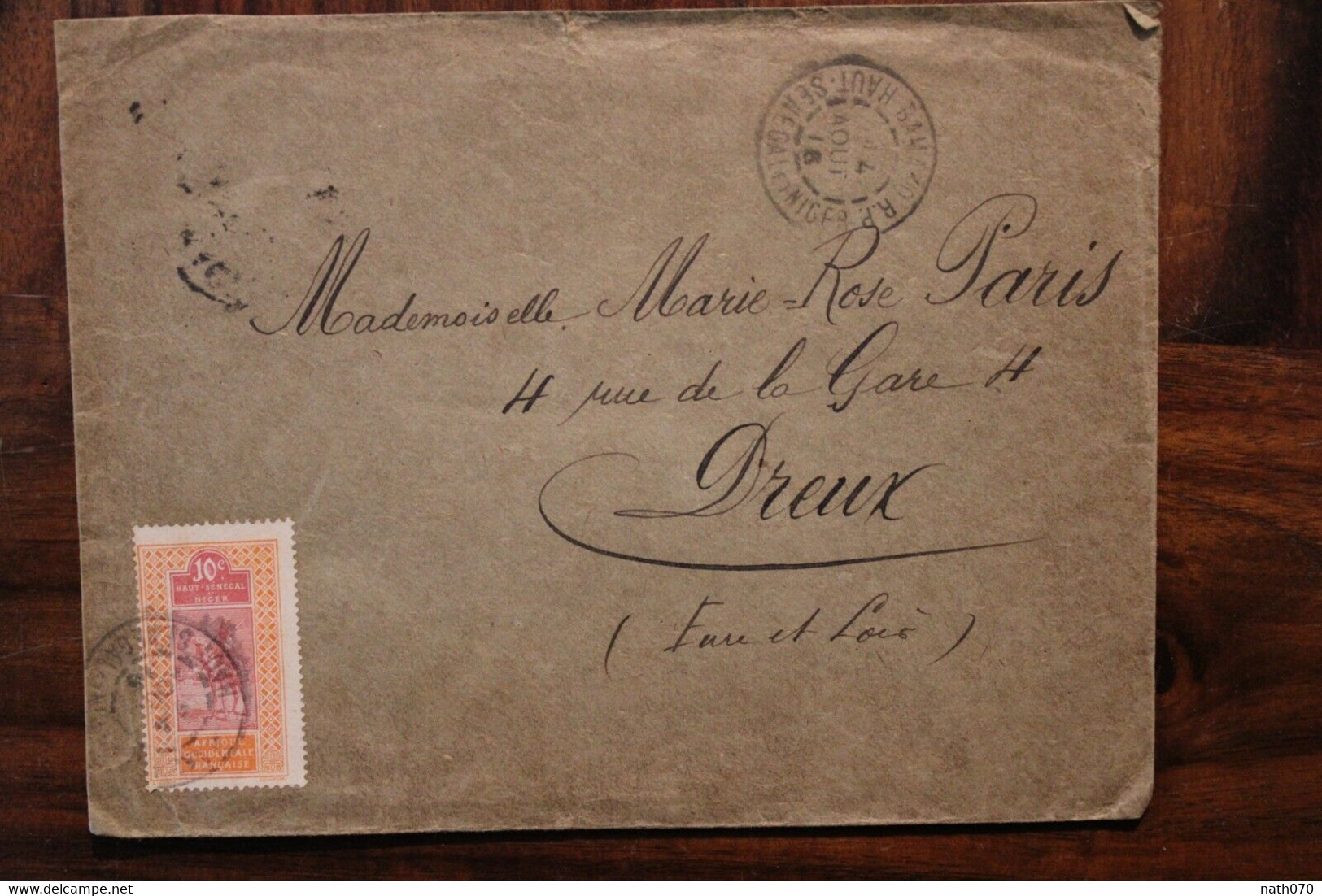 Haut Senegal Et Niger 1916 France Bamako Dreux Cover Timbre Seul Sur Lettre - Brieven En Documenten