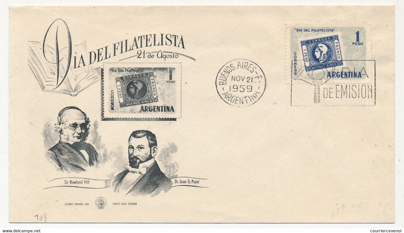 ARGENTINE - Enveloppe FDC - Journée Du Timbre 1959 - Buenos Aires F - 21 Novembre 1959 - FDC